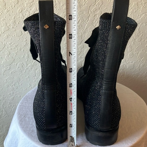 Kate Spade: Merigue Black Glitter Lace-Up Ankle Boots- 8 - Picture 6 of 16